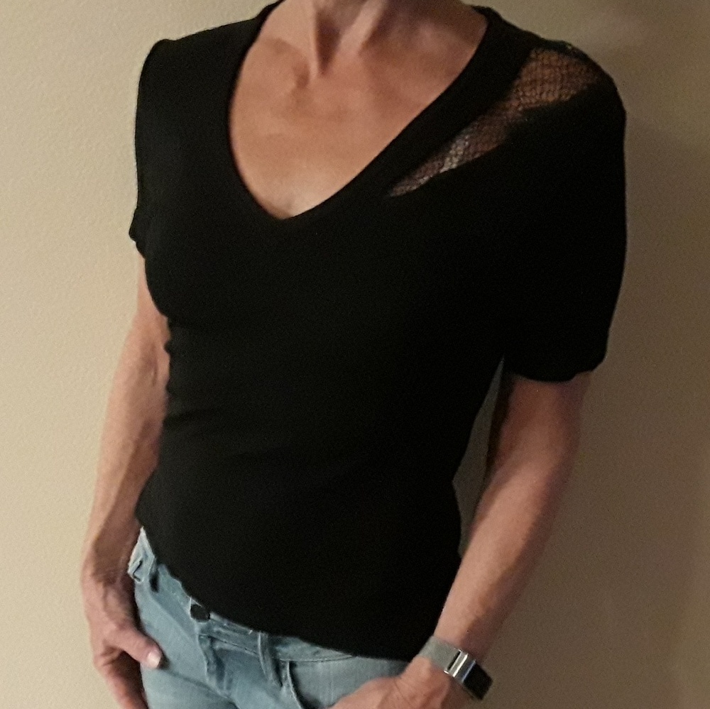 Dina Bar-El Cut Out Top With Net NWOT